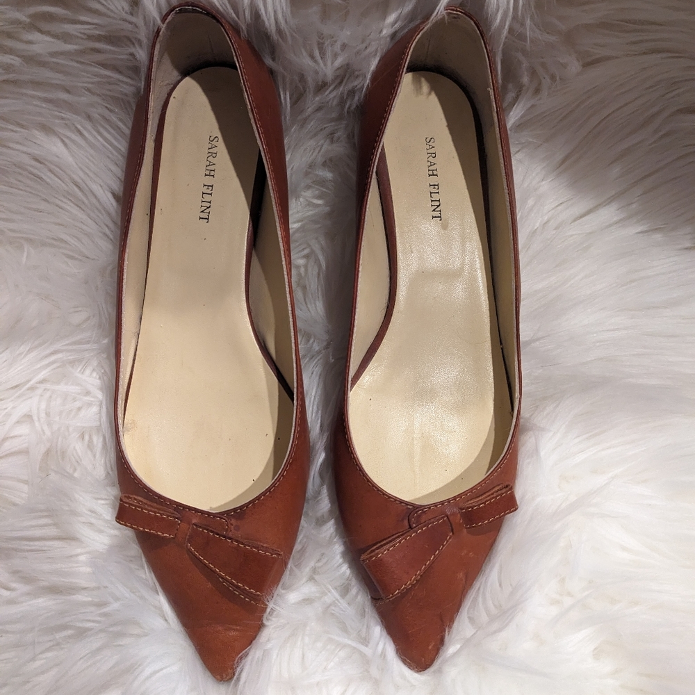 Brown pointed toe Sarah Flint flats